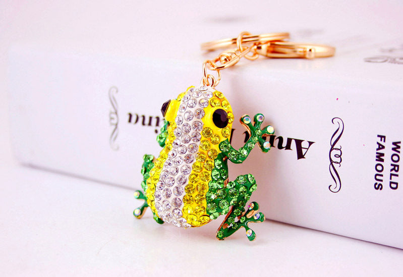 creative new cute color diamond big eye frog keychain