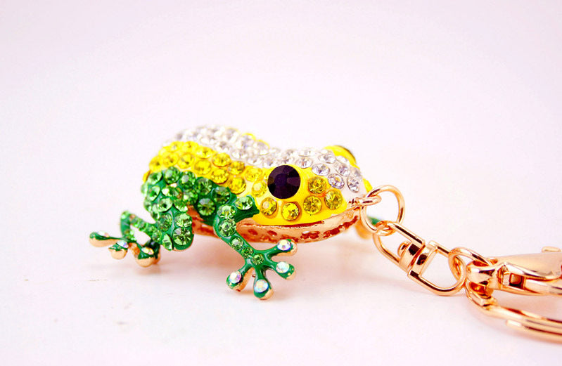 creative new cute color diamond big eye frog keychain