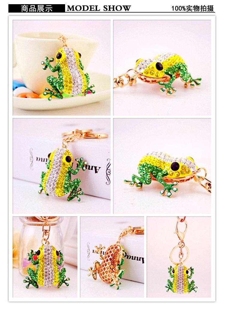 creative new cute color diamond big eye frog keychain