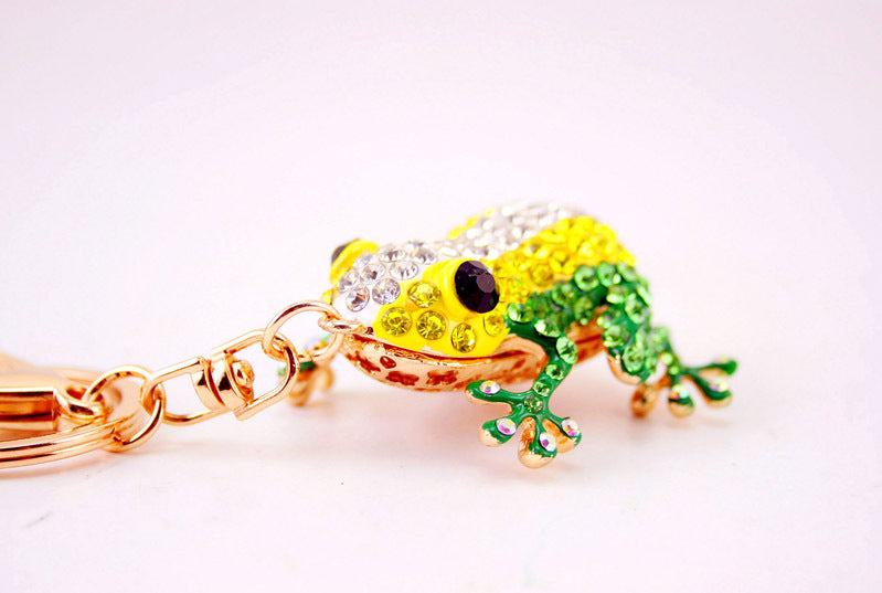 creative new cute color diamond big eye frog keychain