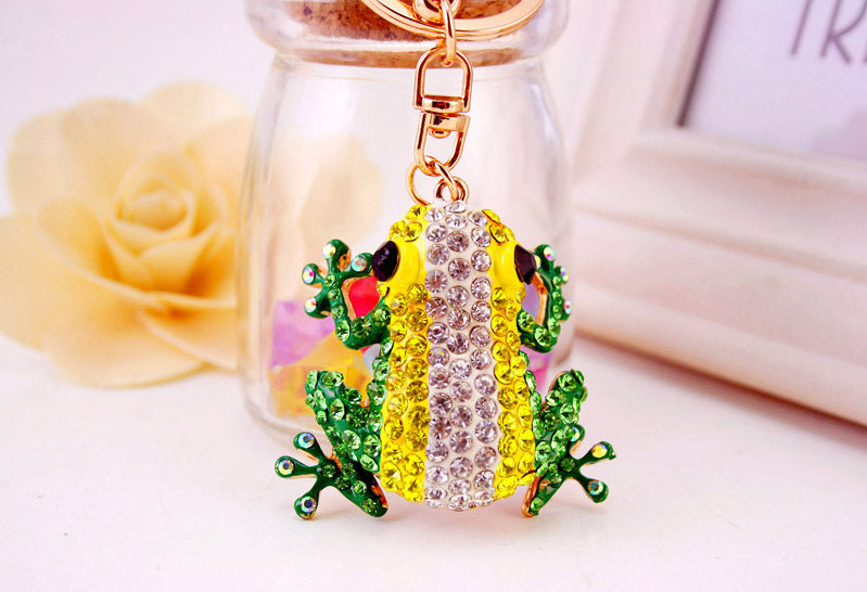 creative new cute color diamond big eye frog keychain