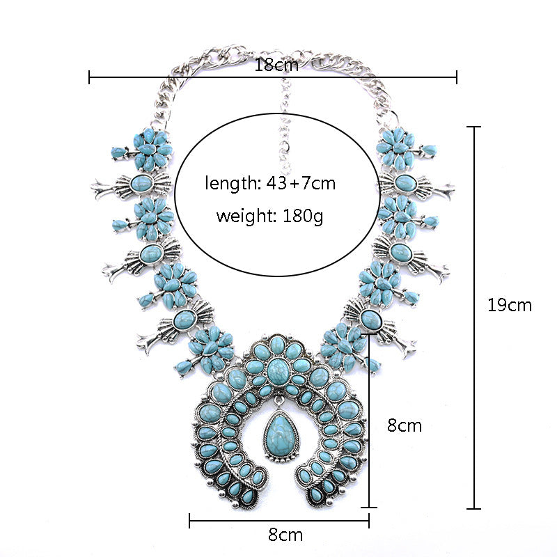 fashion flower artificial crystal alloy plating artificial crystal necklace