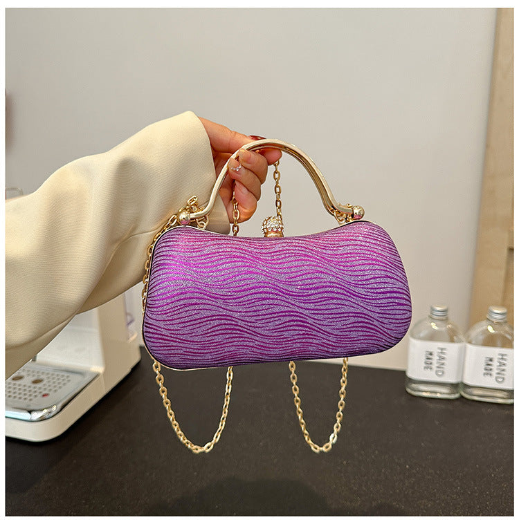 Women's Small PVC Solid Color Elegant Classic Style Pillow Shape Lock clasp Evening Bag