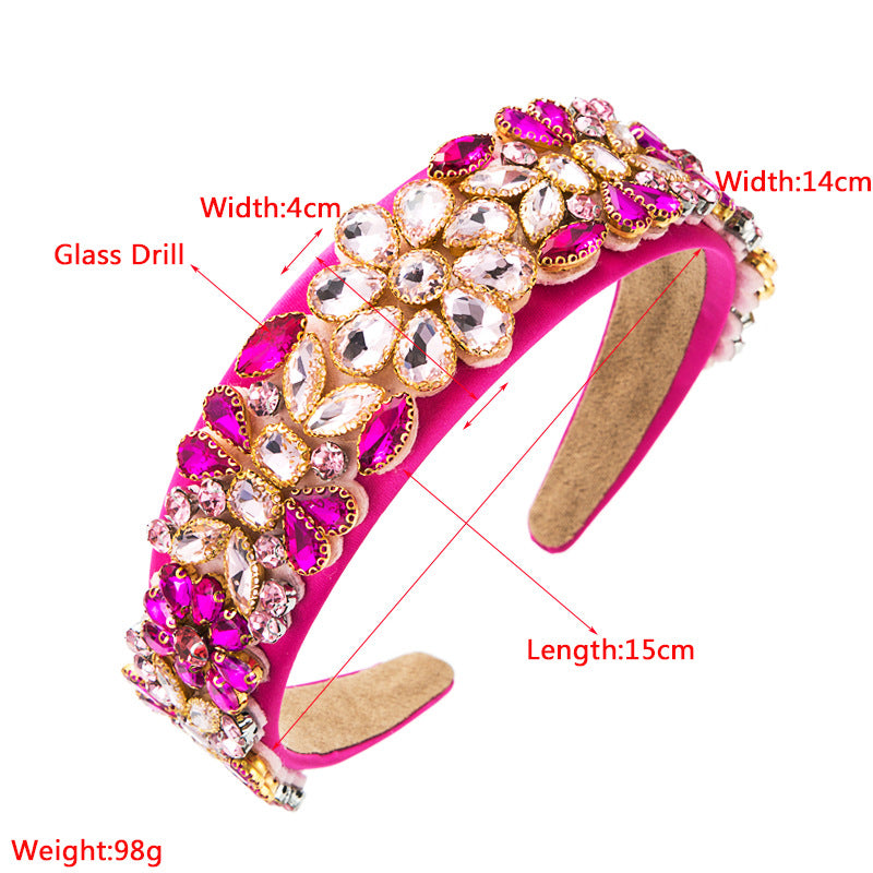 fashion retro hair accessories baroque wide-brimmed crystal headband