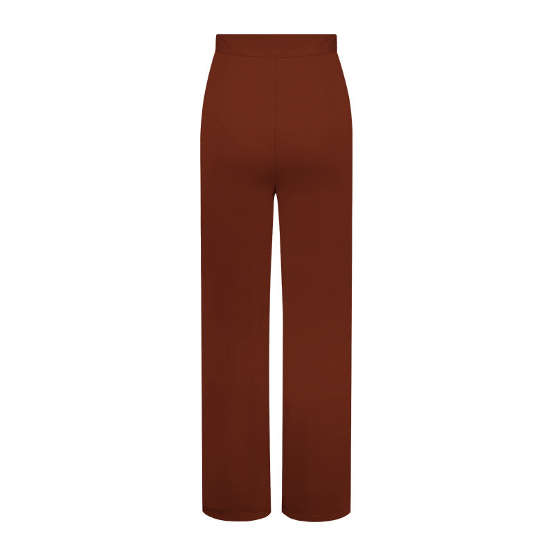 women's daily street casual solid color full length straight pants