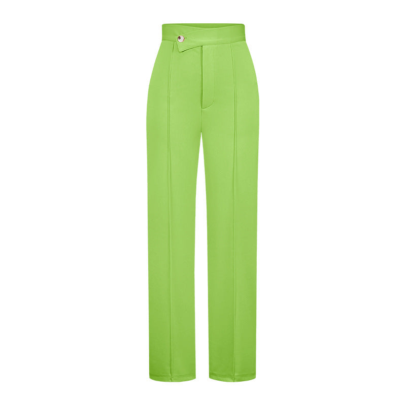 women's daily street casual solid color full length straight pants