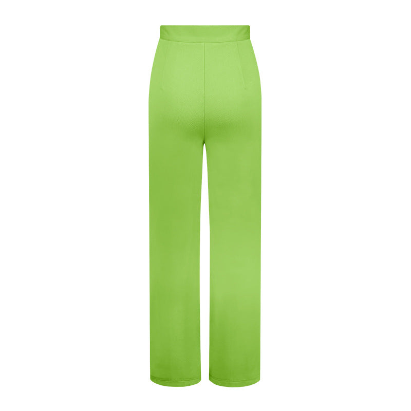 women's daily street casual solid color full length straight pants