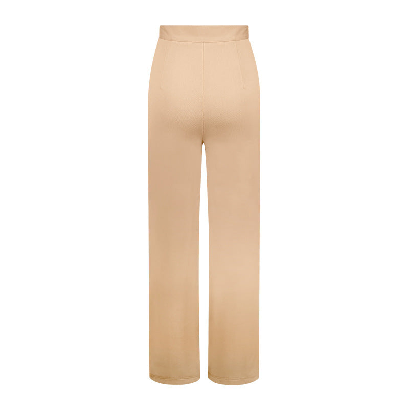 women's daily street casual solid color full length straight pants