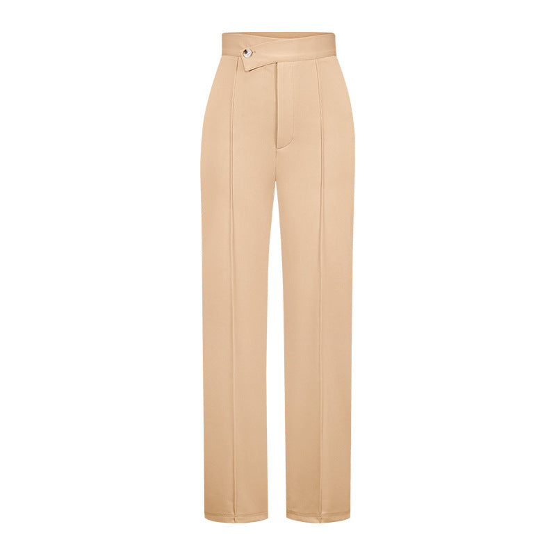 women's daily street casual solid color full length straight pants