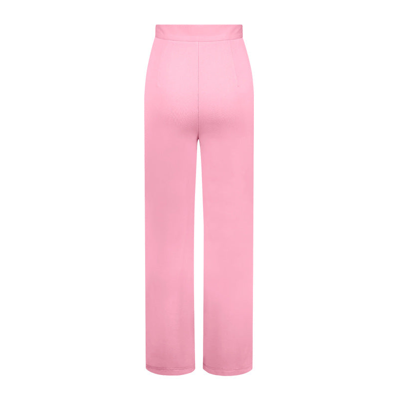 women's daily street casual solid color full length straight pants