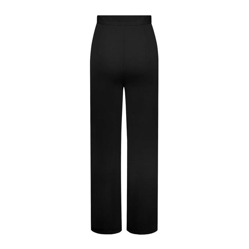 women's daily street casual solid color full length straight pants