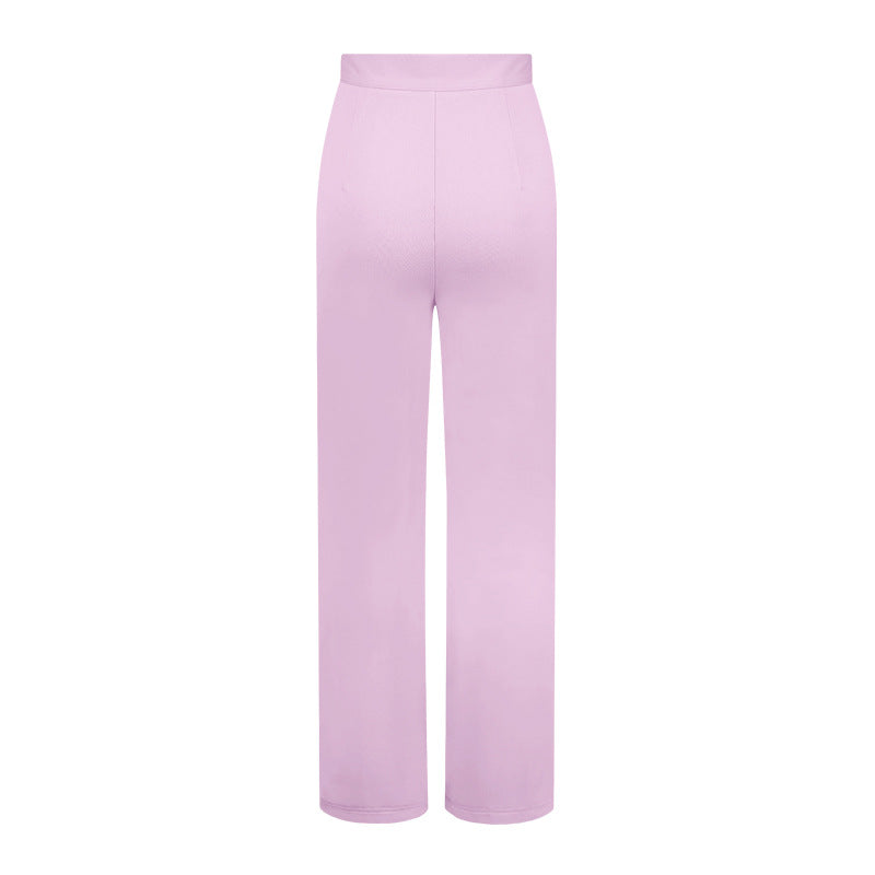 women's daily street casual solid color full length straight pants