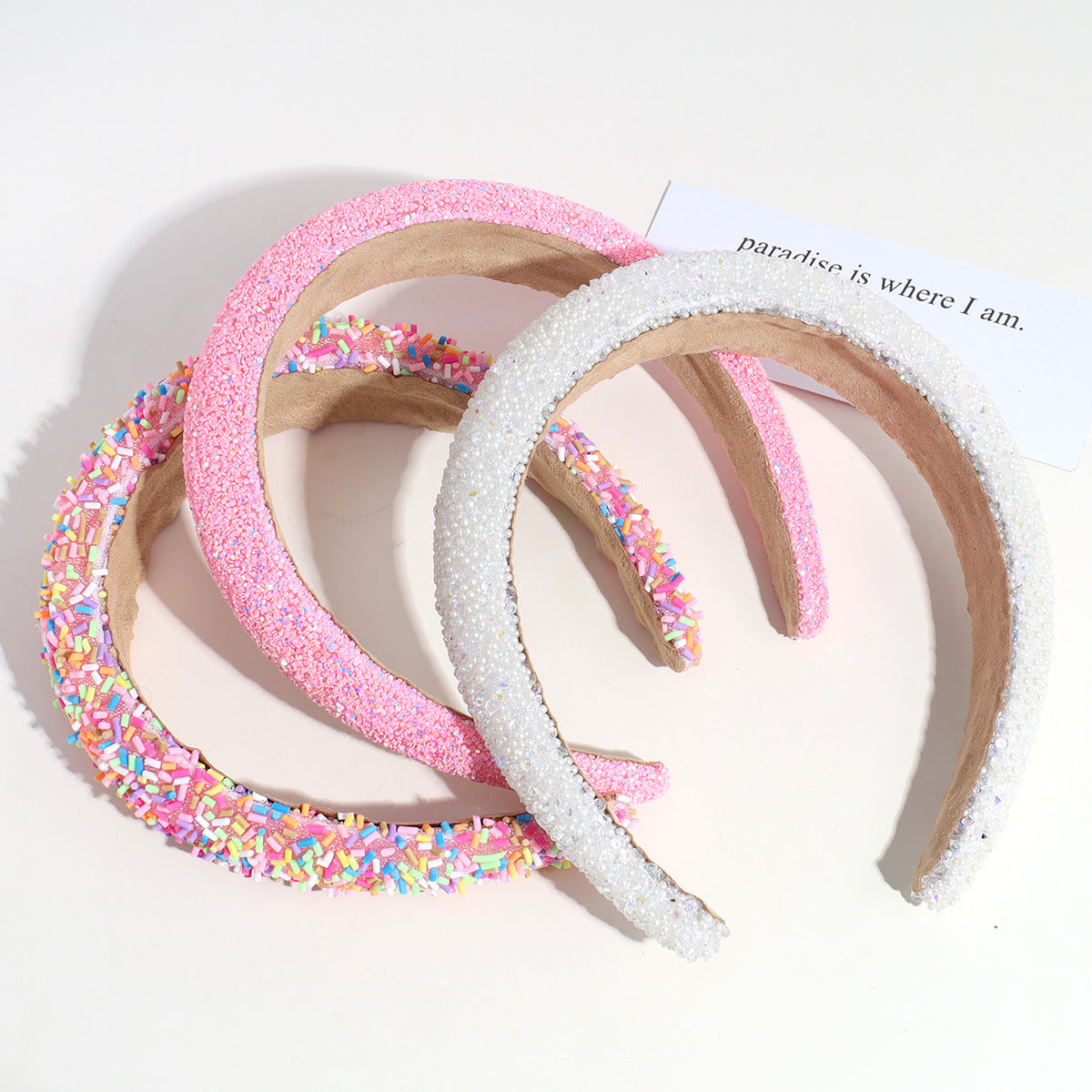 simple style solid color plastic resin inlay rhinestones hair band