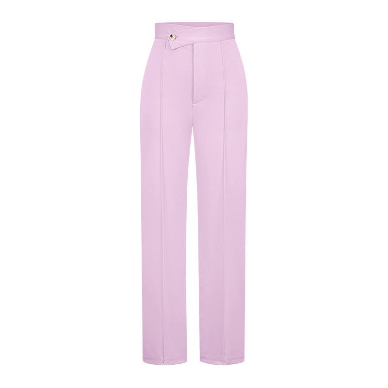 women's daily street casual solid color full length straight pants