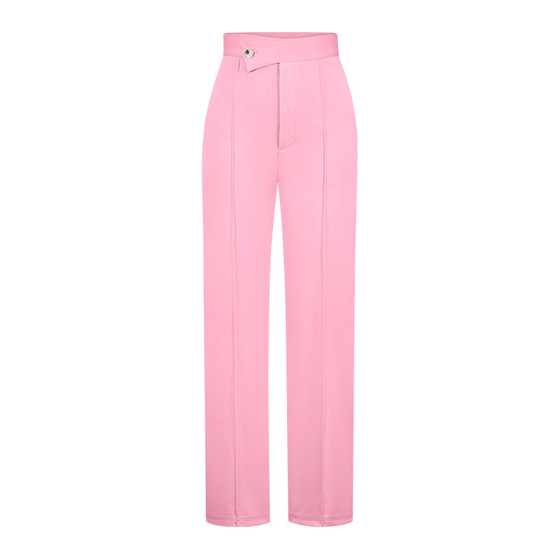 women's daily street casual solid color full length straight pants