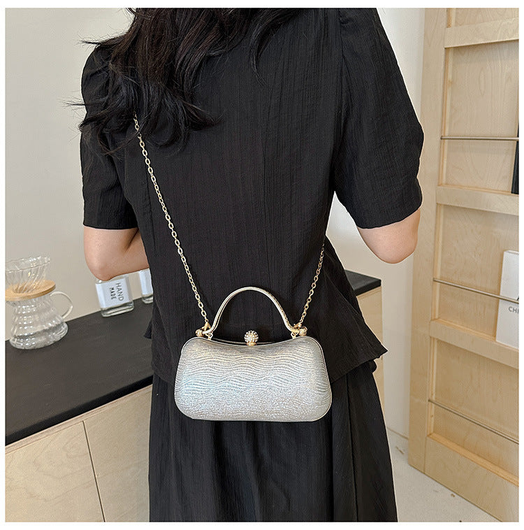 Women's Small PVC Solid Color Elegant Classic Style Pillow Shape Lock clasp Evening Bag