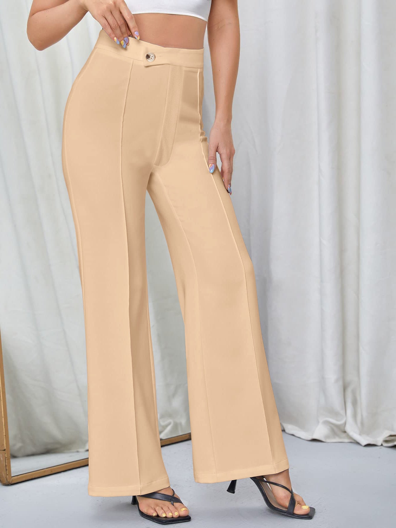 women's daily street casual solid color full length straight pants