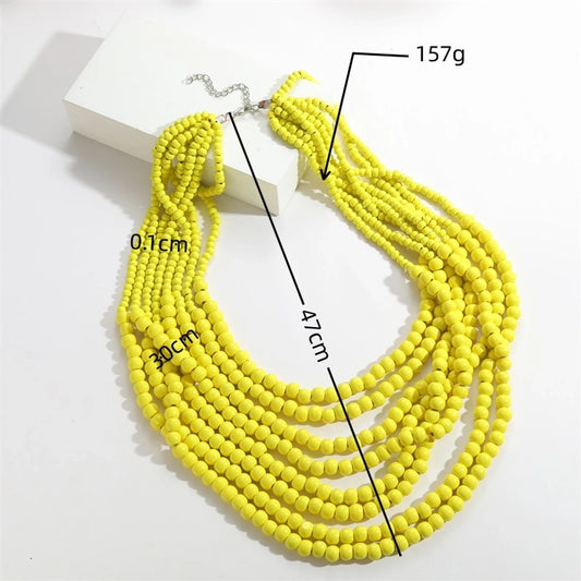 basic modern style classic style solid color wooden beads  necklace