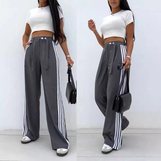 Women's Daily Sports Color Block Stripe Full Length Casual Pants