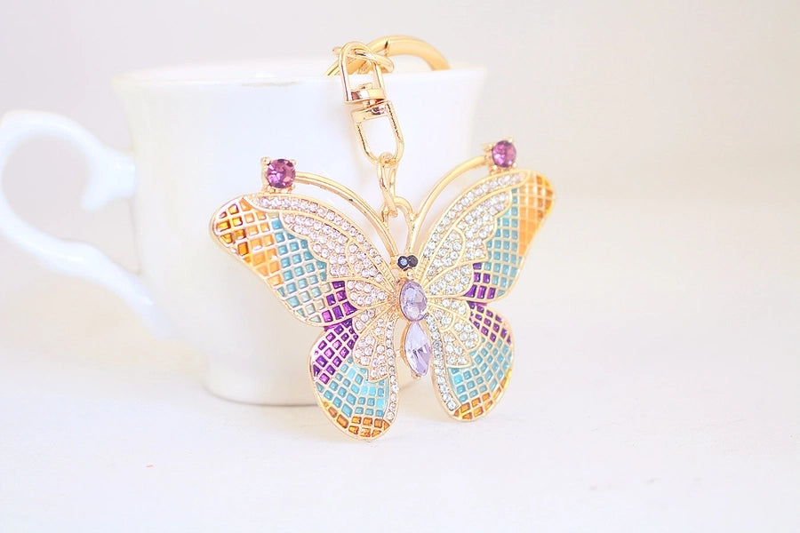 Modern Style Butterfly Alloy Inlay Rhinestones Unisex Keychain