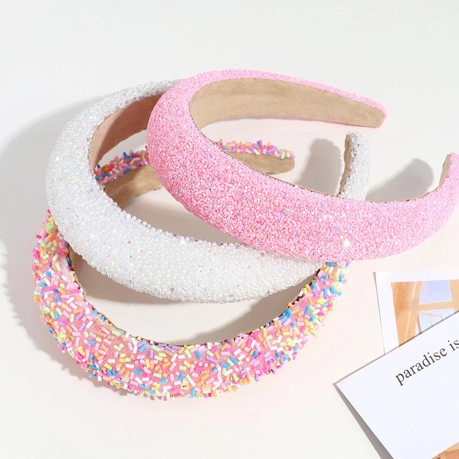 simple style solid color plastic resin inlay rhinestones hair band