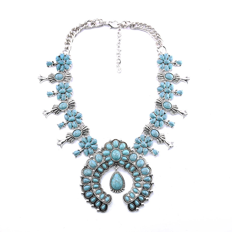 fashion flower artificial crystal alloy plating artificial crystal necklace