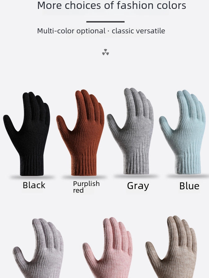 New winter plus velvet padded warm knitted gloves women's alpaca wool fit soft outdoor touch screen gloves manufacturers