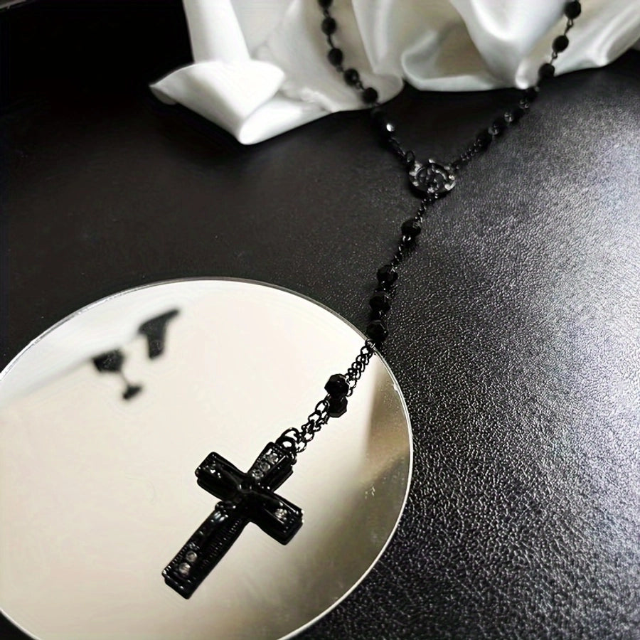 casual cross alloy women's long necklace