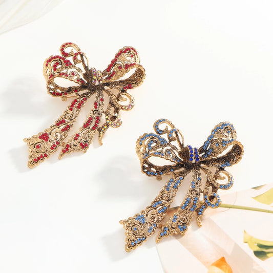 1 PCs Bowknot Rhinestone-Encrusted Zircon Decoration Elegant Gorgeous Style Hypo-Allergic Women's Fashion Brooch Suitable for Daily Banquet Party Wear and Gift Giving