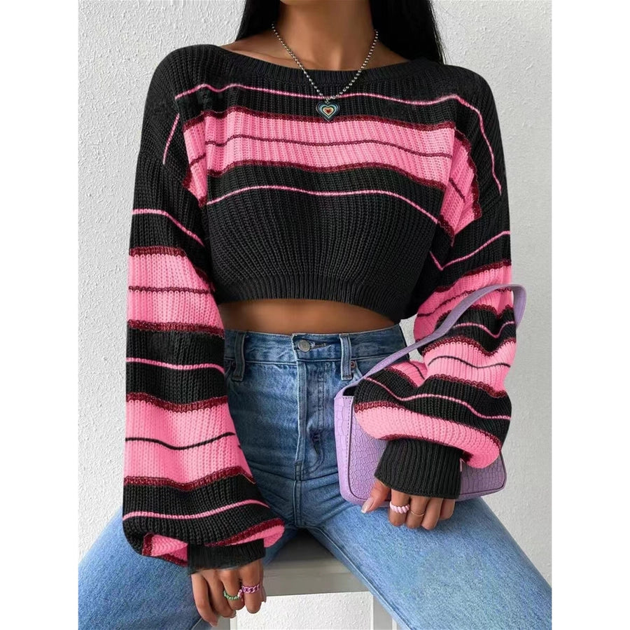 Women's Sweater Long Sleeve Sweaters & Cardigans Casual Color Block Stripe