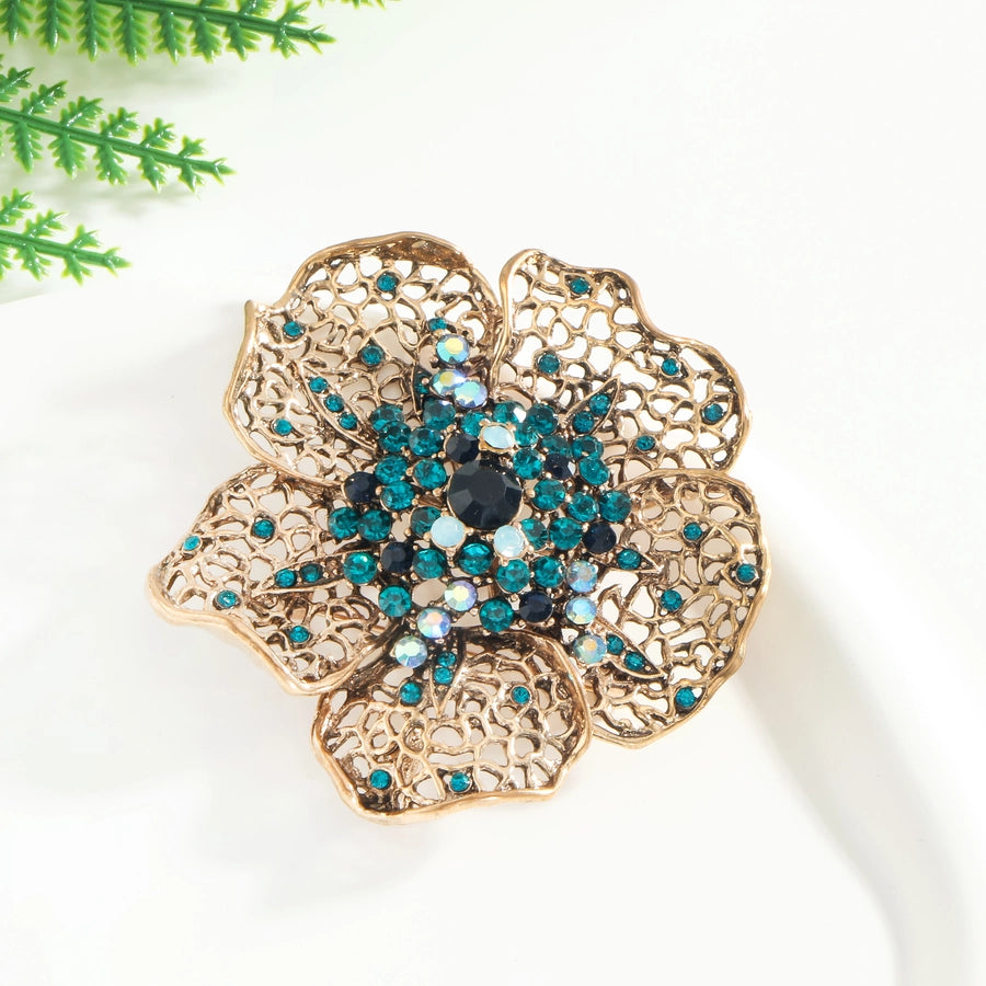 1 PCs Elegant Exquisite Style Green Large Flower Diamond Decorative Brooch Women's Fashion Brooch Hypoallergenic Suitable for Daily Banquet Vacation Wear and Gift Unisex Style