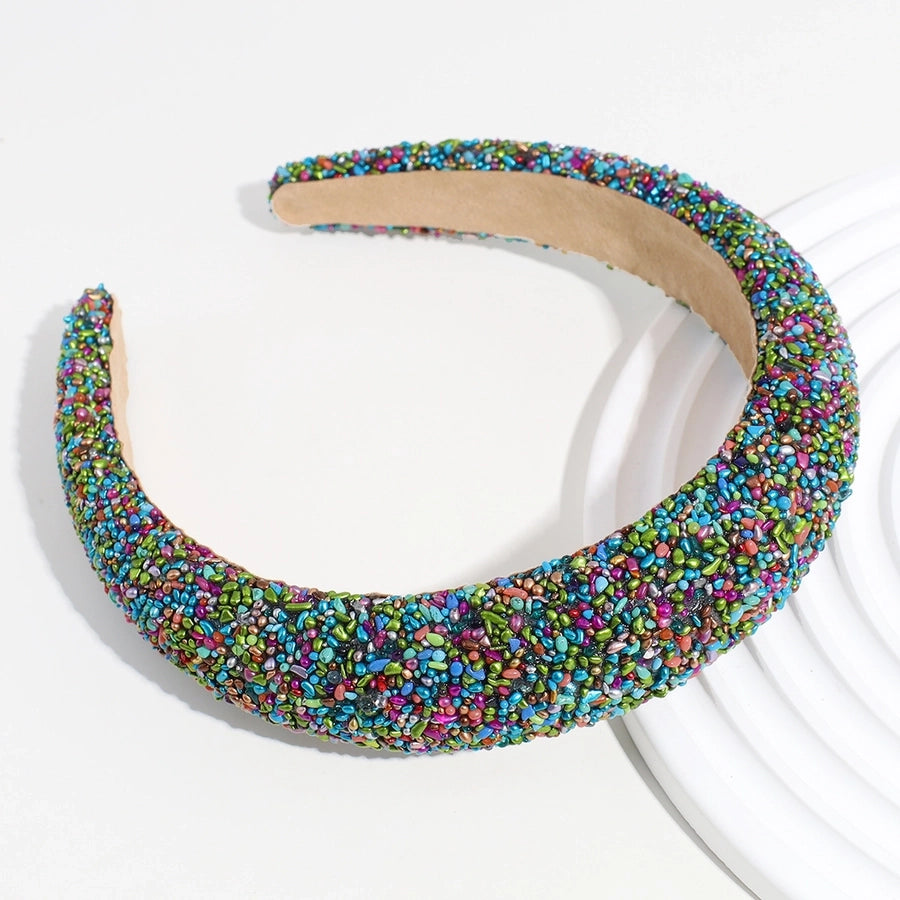 simple style solid color plastic resin inlay rhinestones hair band