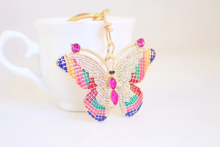 Modern Style Butterfly Alloy Inlay Rhinestones Unisex Keychain