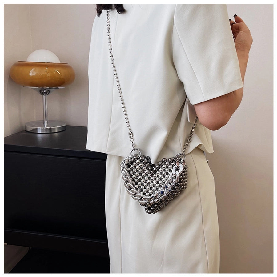 Women's Mini Pearl Solid Color Streetwear Beading Open Crossbody Bag