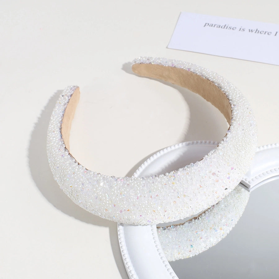 simple style solid color plastic resin inlay rhinestones hair band