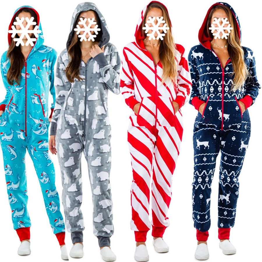 casual animal snowman snowflake pajama sets polyester lingerie & pajamas