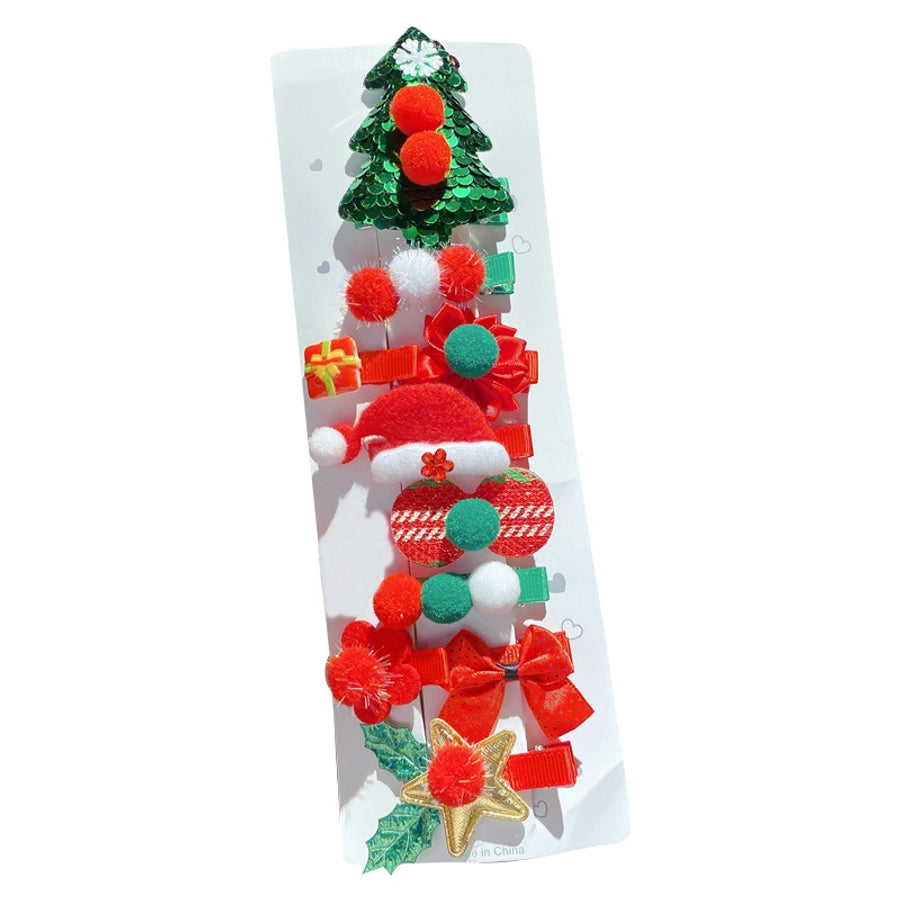 cartoon style rabbit christmas tree bow knot cloth hair clip