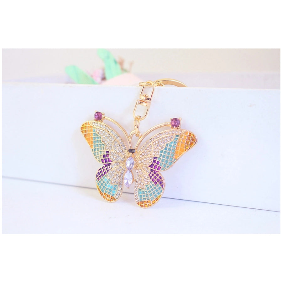 Modern Style Butterfly Alloy Inlay Rhinestones Unisex Keychain