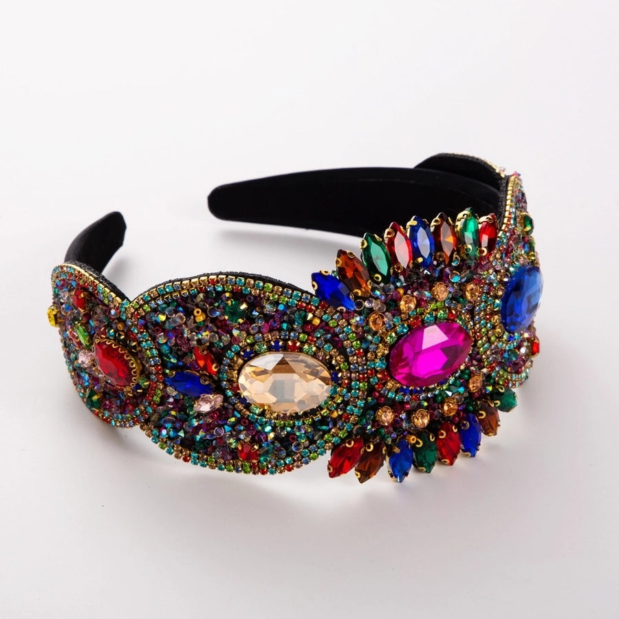 elegant baroque style flower cloth inlay rhinestones hair band