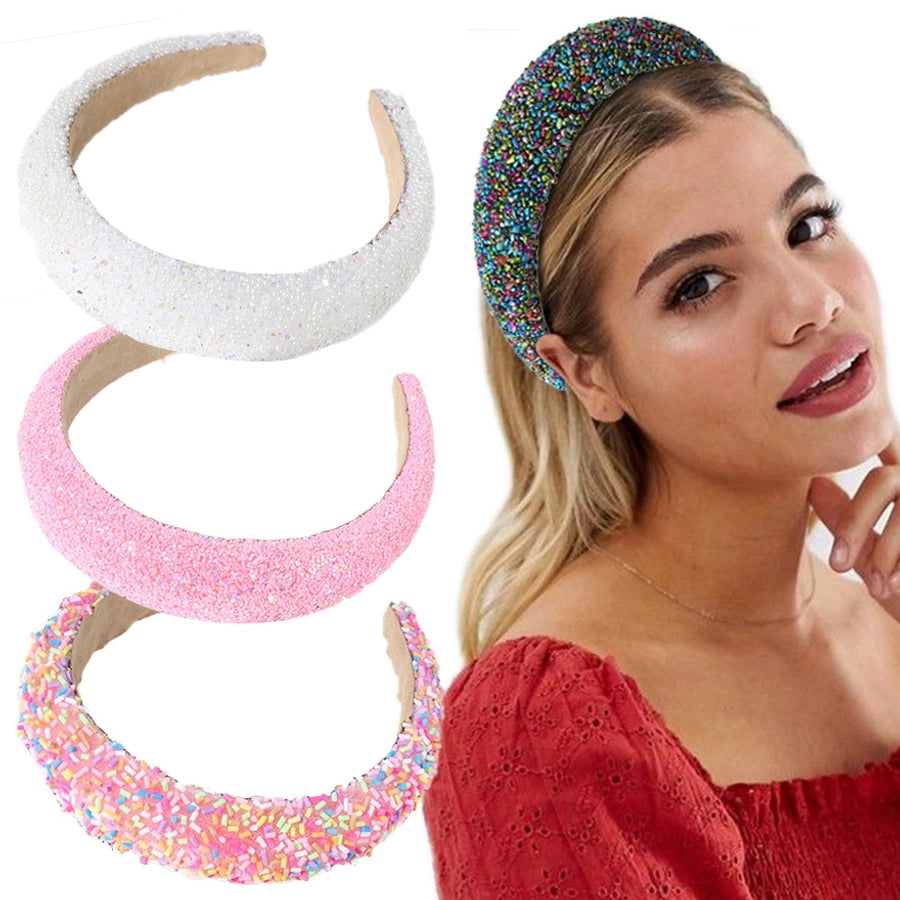 simple style solid color plastic resin inlay rhinestones hair band