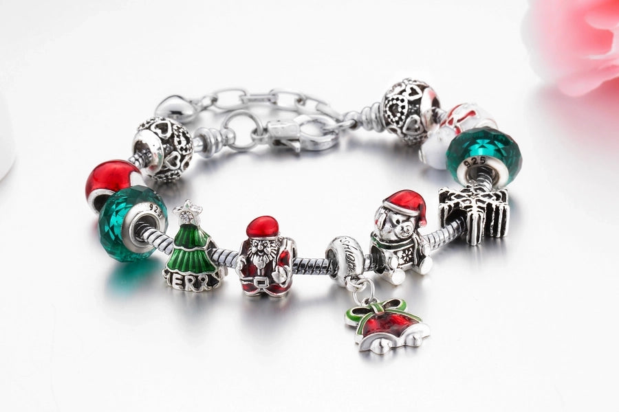 fashion christmas tree bell alloy enamel women's bracelets 1 piece