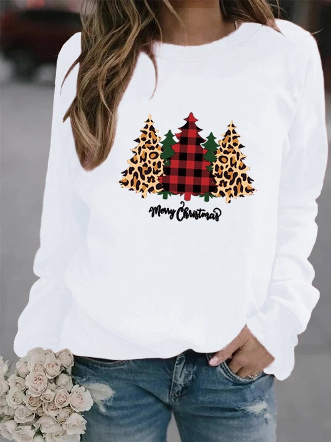 women's hoodie long sleeve hoodies & sweatshirts printing casual christmas tree letter