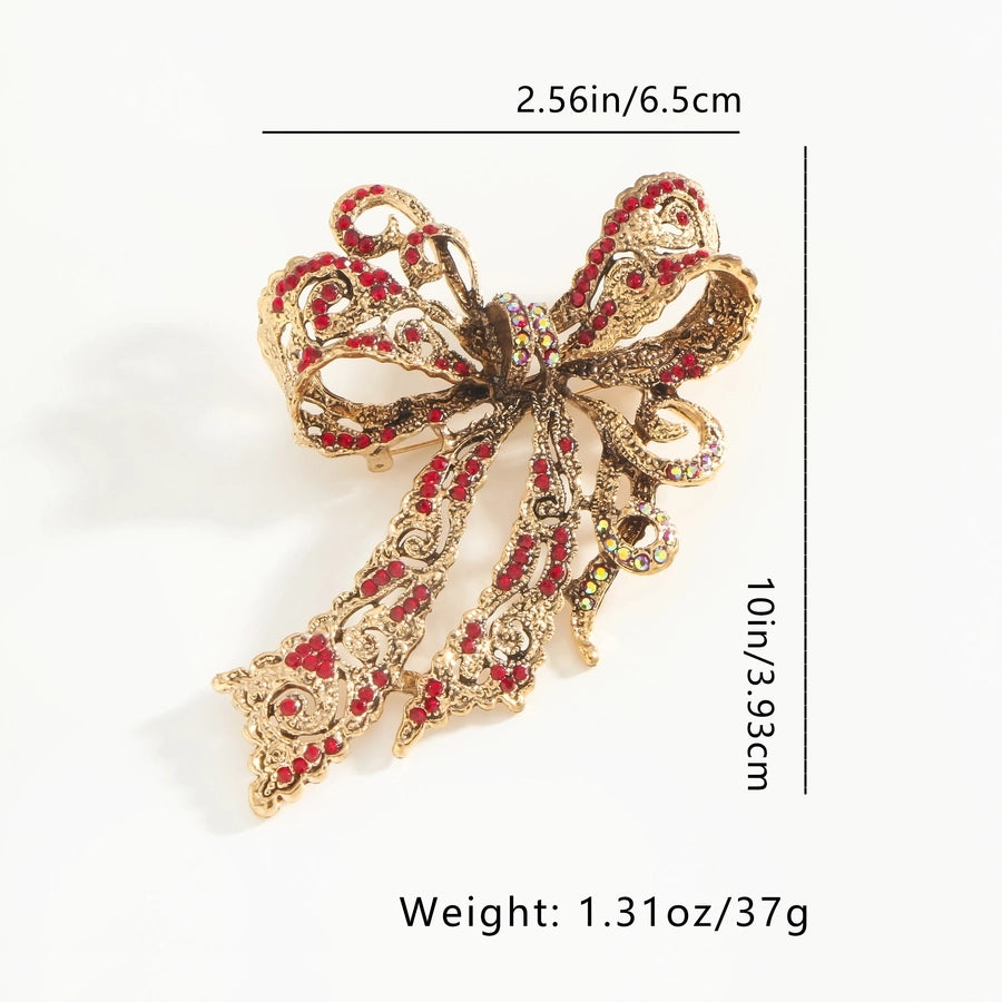 1 PCs Bowknot Rhinestone-Encrusted Zircon Decoration Elegant Gorgeous Style Hypo-Allergic Women's Fashion Brooch Suitable for Daily Banquet Party Wear and Gift Giving