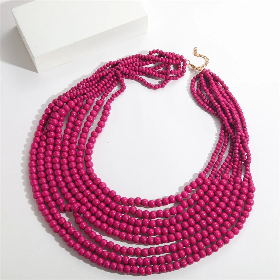 basic modern style classic style solid color wooden beads  necklace