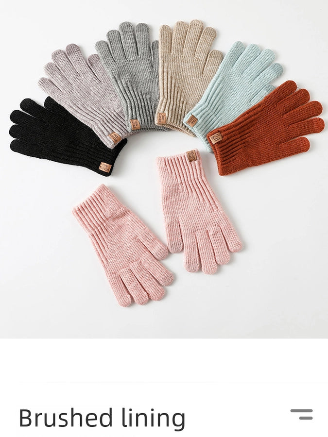 New winter plus velvet padded warm knitted gloves women's alpaca wool fit soft outdoor touch screen gloves manufacturers