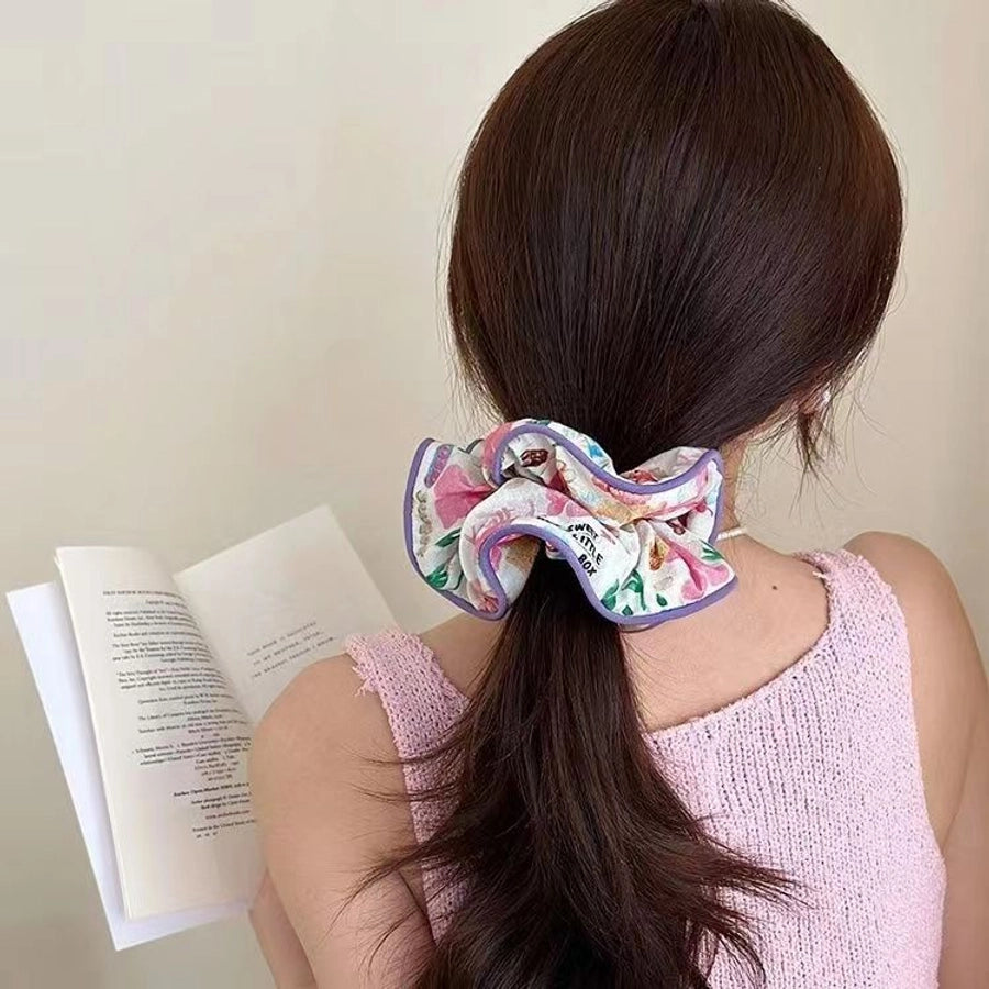 sweet flower cloth hair tie