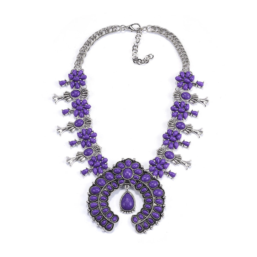 fashion flower artificial crystal alloy plating artificial crystal necklace