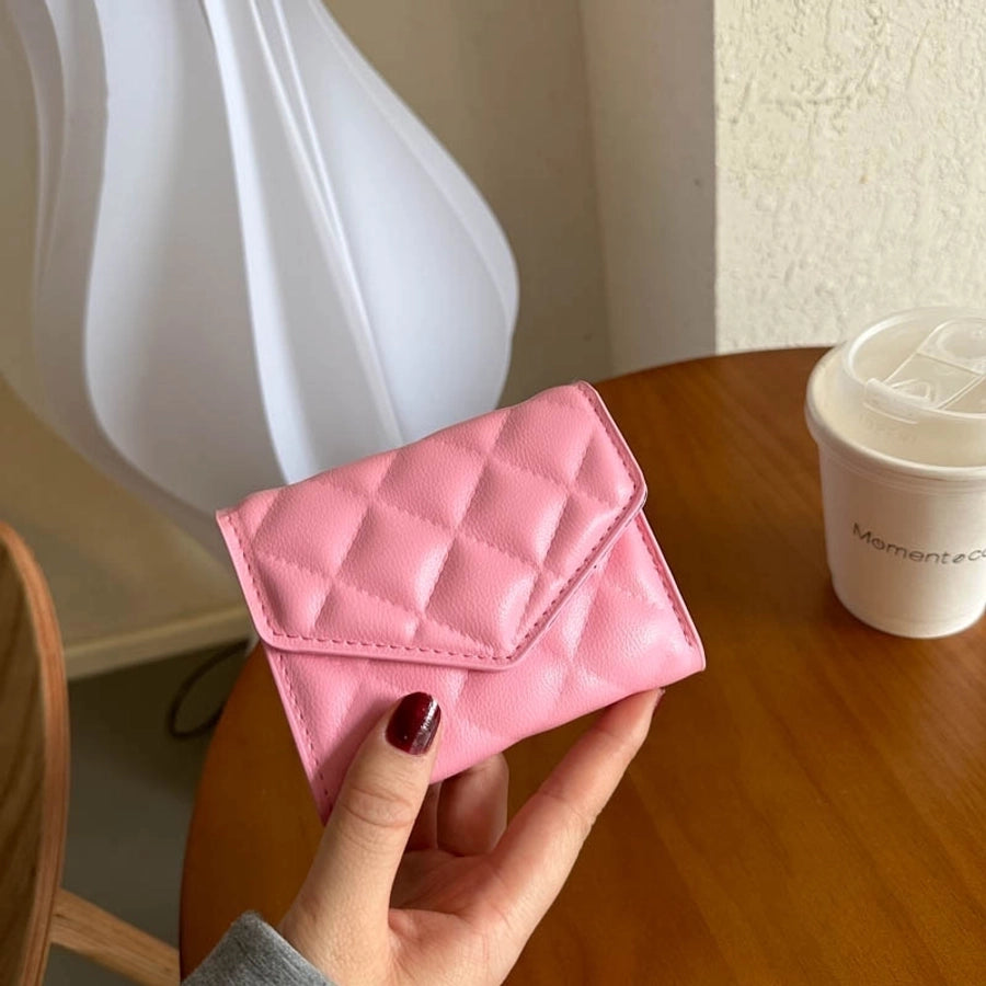 women's solid color pu leather hidden buckle coin purses