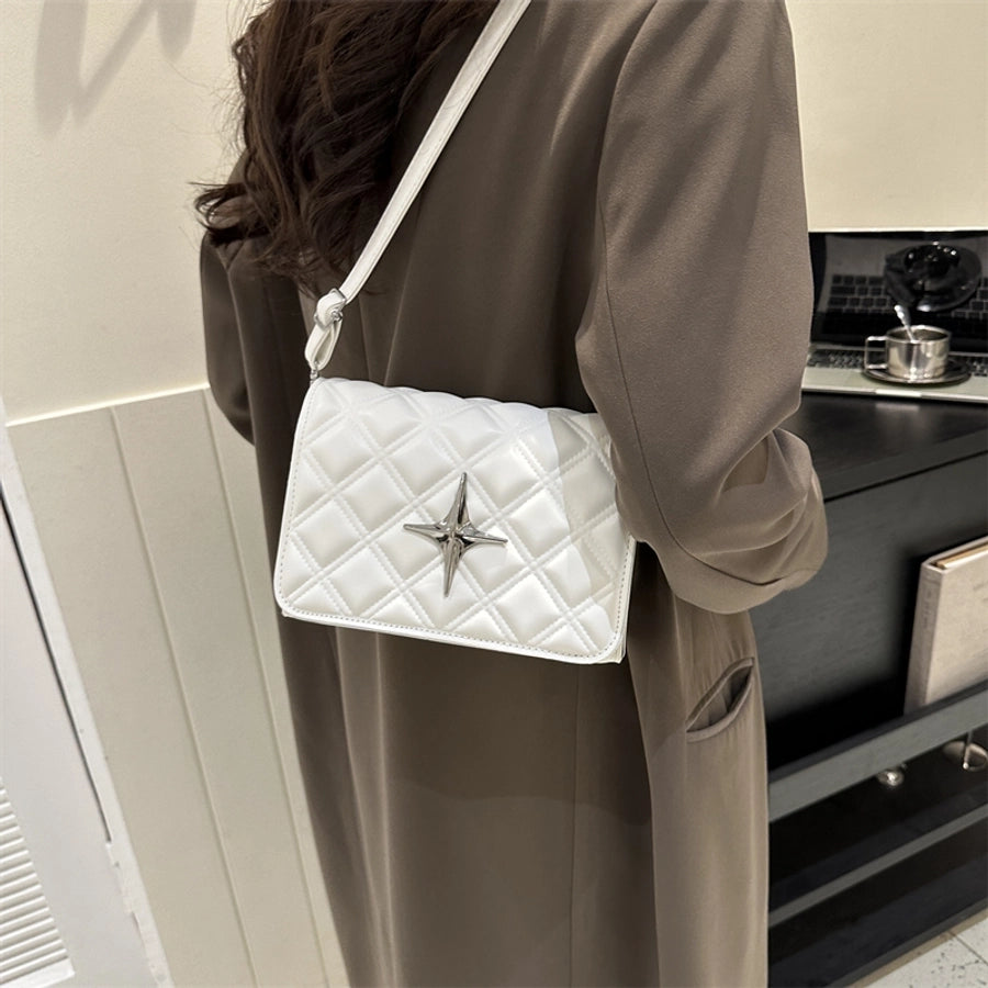 women's pu leather solid color basic square magnetic buckle crossbody bag