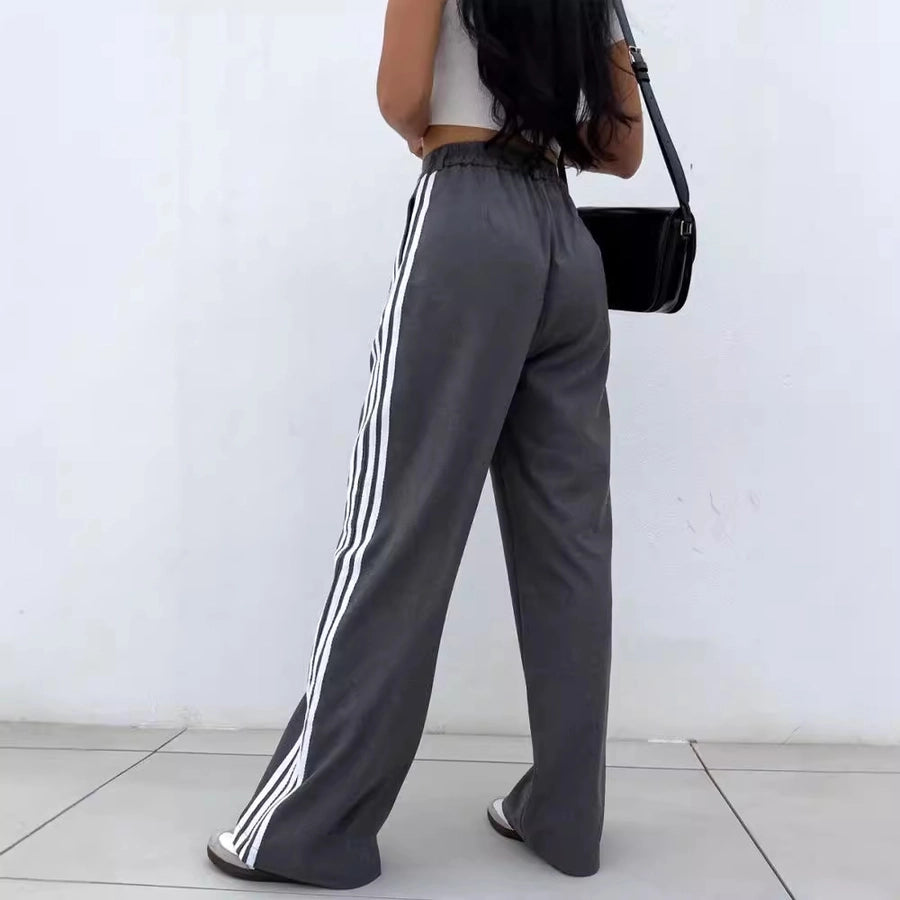 Women's Daily Sports Color Block Stripe Full Length Casual Pants